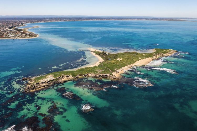 Vue aérienne sur les îles Shoalwater