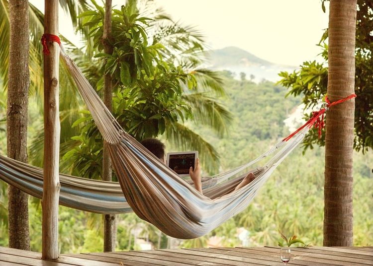 Un hamac dans la végétation luxuriante © Hamac/osons/123RF