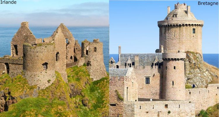 Deux châteaux celtiques l'un en Bretagne, l'autre en Irlande © captblack76 / 123RF - © Max Labeille / 123RF