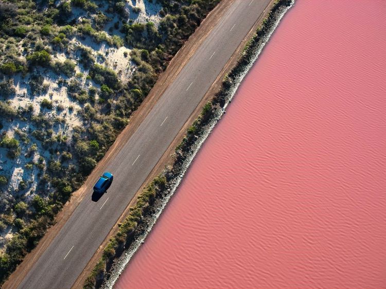 Hutt Lagoon, sur la Côte de Corail, Australie-Occidentale