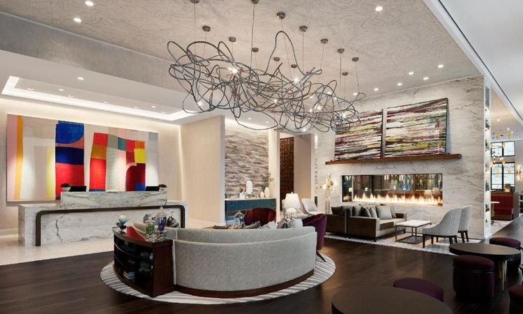 Artistic and colorful decoration of the reception area