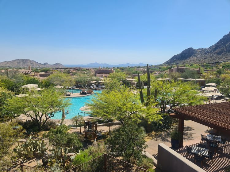 Vue de la terrasse d'une chambre du Four Seasons