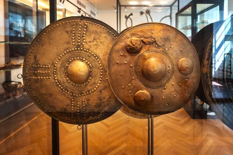 Beaux boucliers vikings dans le Musée national du Danemark