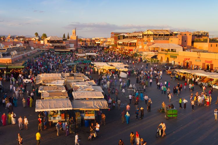 La mythique place de Jemaa El Fna, à Marrakech