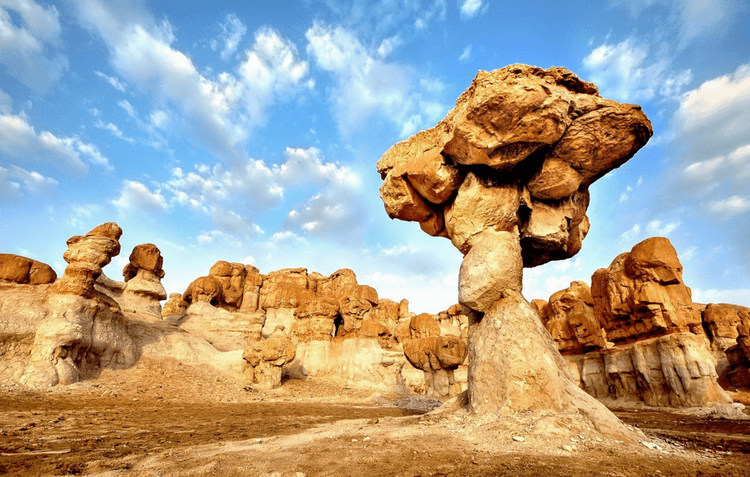 Les formations rocheuses des montagnes Al Qarah portent la trace de présence humaine au Néolithique © Saudi Tourism Authority