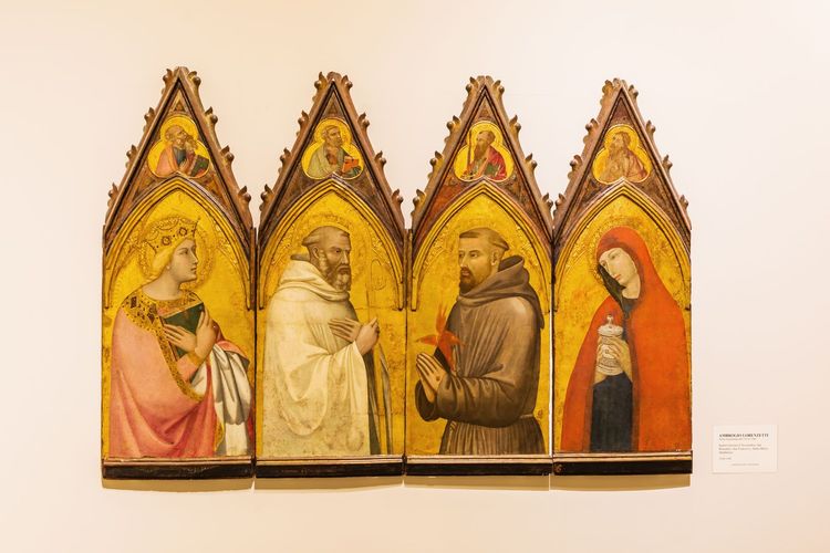 Dyptique peint par Lambrogio Lorenzetti, exposé dans le Museo dell'Opera Metropolitana del Duomo