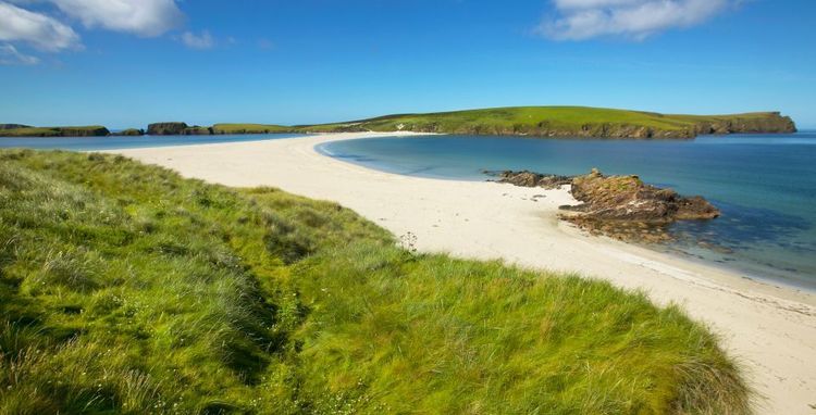 Belle plage des îles Shetland, Ecosse