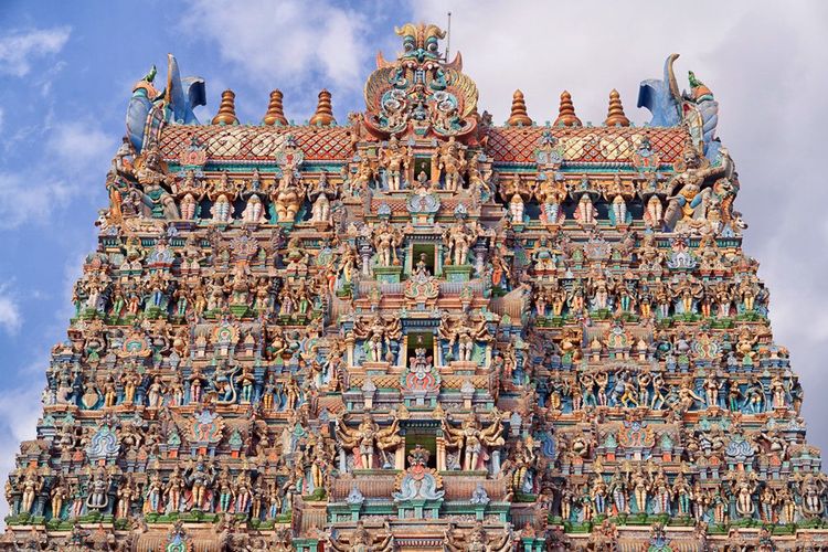 Le temple de Mînâkshî à Madurai dans le Tamil Nadu.
