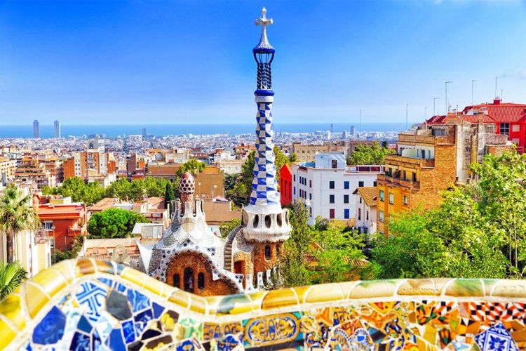 Le parc guell à Barcelone, Espagne