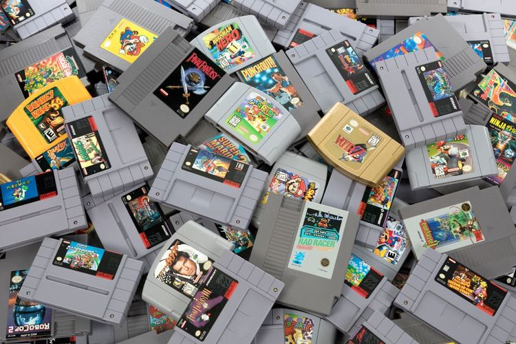 Le musée rassemble de nombreuses anciennes cartouches Nintendo