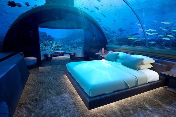 La chambre sous marine de l'hôtel aux Maldives © Conrad Maldives Rangali Island