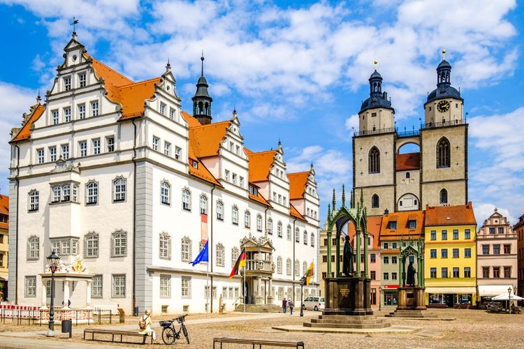 La vieille ville de Wittenberg avec ses bâtiments historiques, Allemagne
