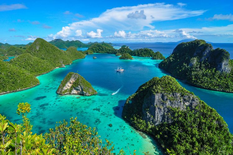 Les îles de Wayag dans le district de Raja Ampat en Papoua Occidentale, Indonésie