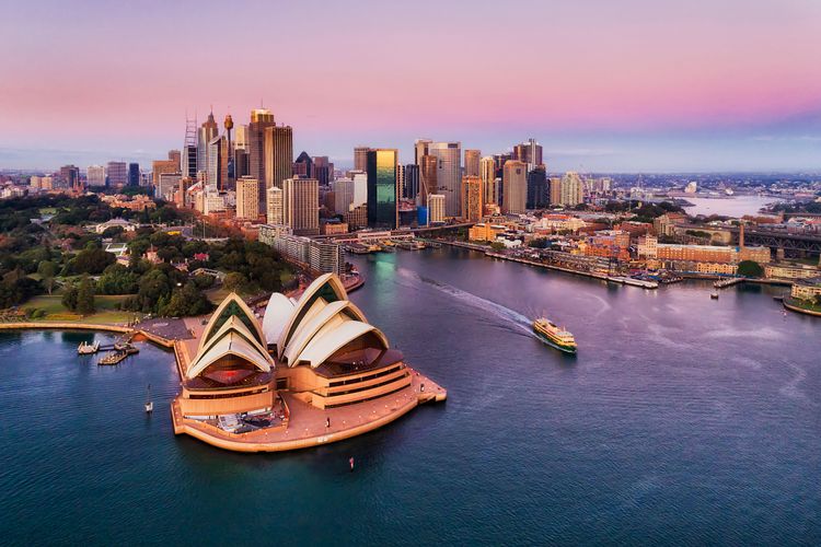 Levé de soleil sur l'opéra de Sydney