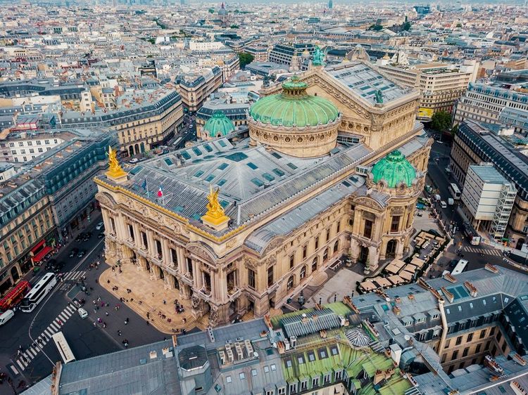 Vue aérienne de l'impressionnant opéra Garnier