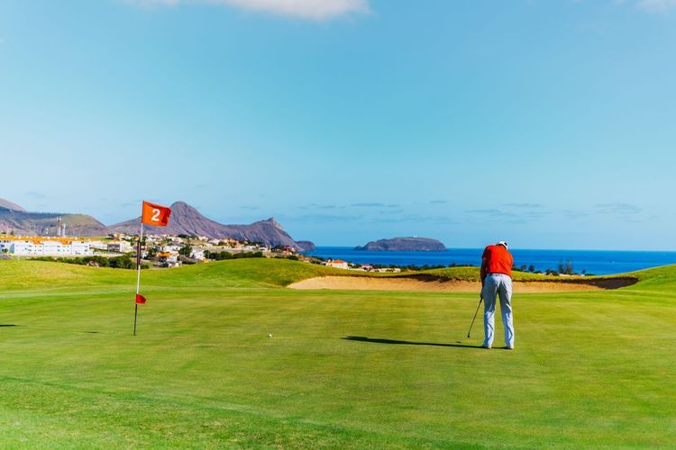Sur le green du Porto Santo Golfe
