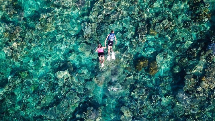 Séance de snorkeling près de l'île de Kecil en Malaisie