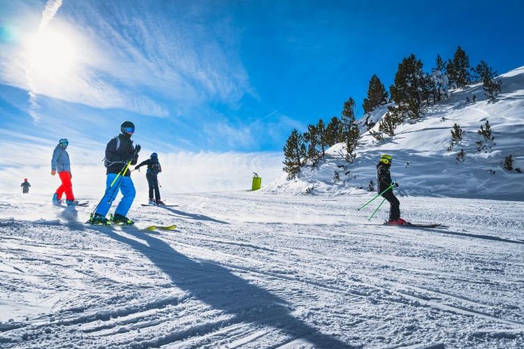 Un groupe de skieurs sur les pistes