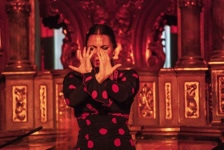 Une danseuse de flamenco en pleine performance.