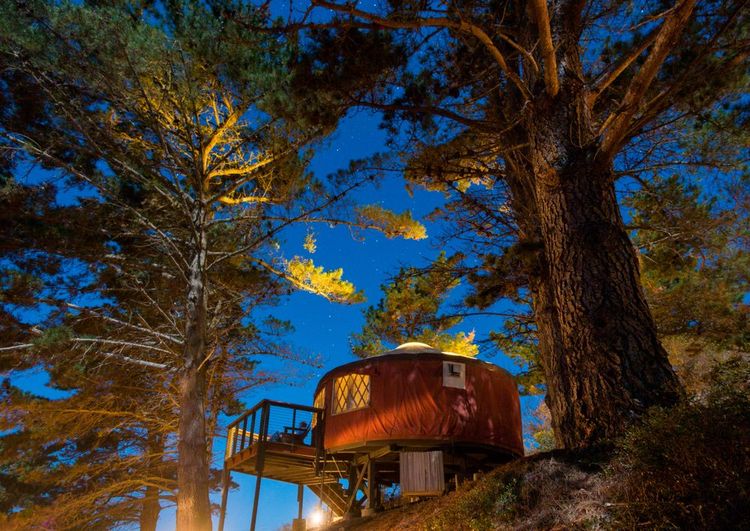 Une yourte dans les bois en Californie, USA