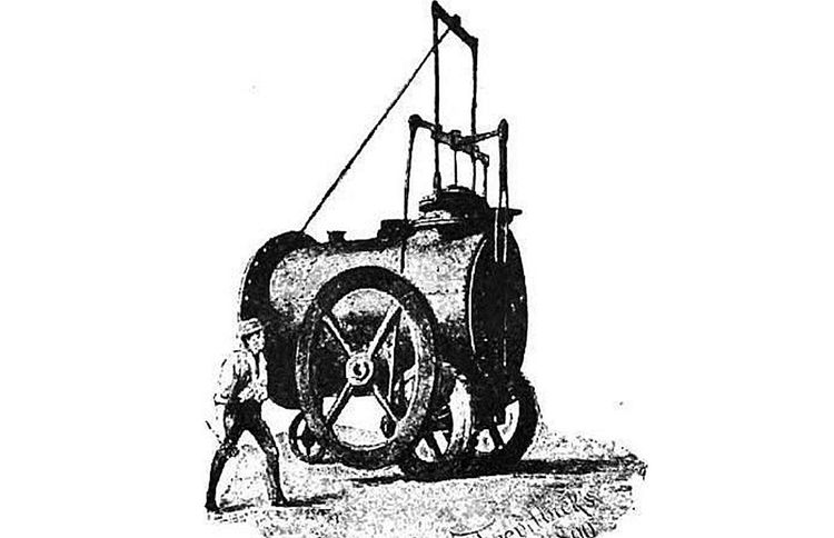 Le véhicule à vapeur de Richard Trevithick, le Puffing Devil, en 1800
