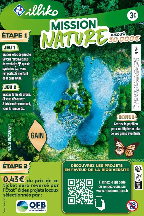 Le ticket à gratter "MISSION NATURE" logoté "illiko".
