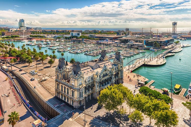 Vue aérienne de Port Vell, Barcelone