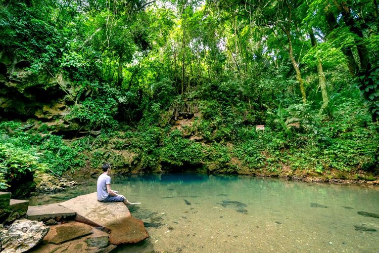 Le trou du St. Herman's Blue Hole National Park