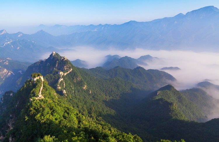 Vue aérienne sur la muraille à jiankou 