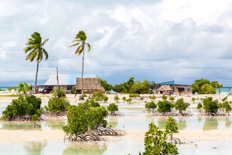 Village sur l'atoll de Tarawa Sud, Kiribati