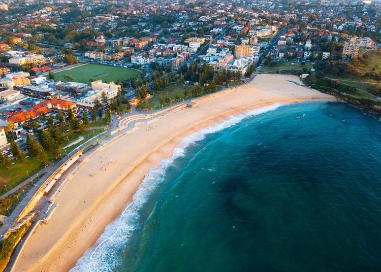 Vue aérienne sur la plage de Coogee