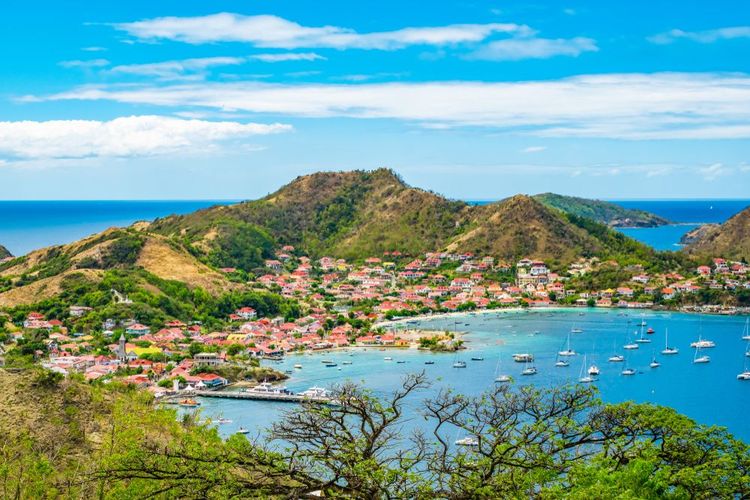 Vue aérienne de Terre-de-Haut, Guadeloupe.