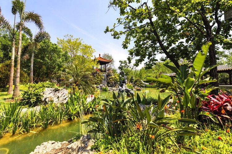 Le Jardin Chinois avec sa pagode et sa végétation orientale dans le parc