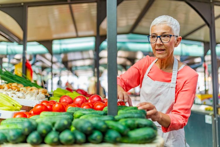 Maraichère sur un marché de Minorque
