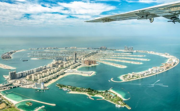 Vue aérienne de l'île de Dubai Palm Jumeirah, Émirats arabes unis
