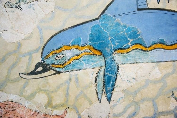 Dauphin peint sur une fresque du site de Knossos par la civilisation minoenne
