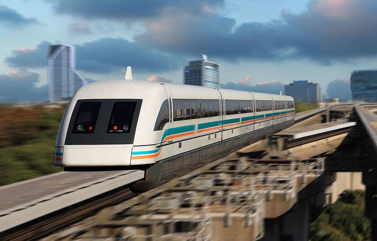 Le Transrapid de Shanghaï (ou Shanghai Maglev) est un train à sustentation magnétique ou Maglev
