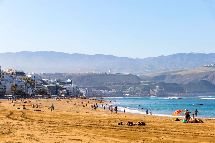 La plage de Canteras, à Gran Canaria, en Espagne