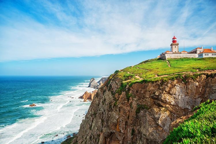 Phare à Cabo da Roca au Portugal. le point le plus occidental de l'europe