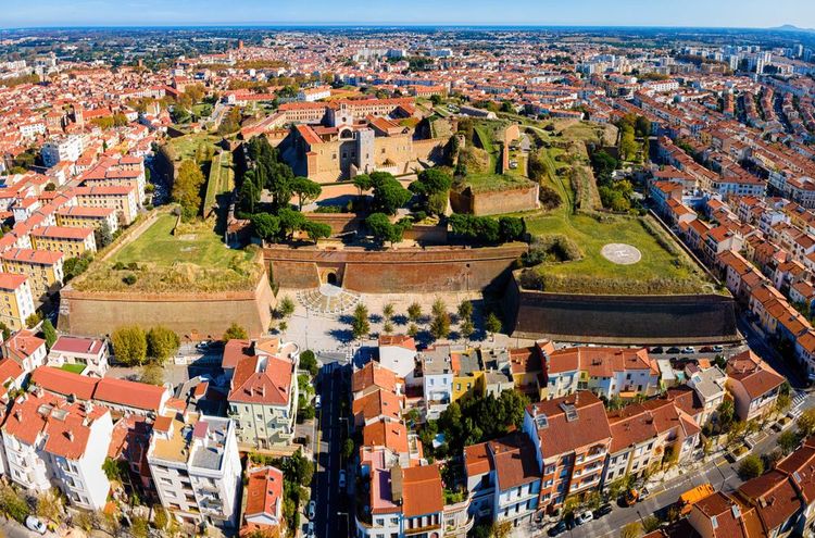 Vue aérienne de Perpignan.