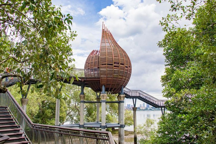 Un point d’observation de Sungei Buloh Wetland Reserve