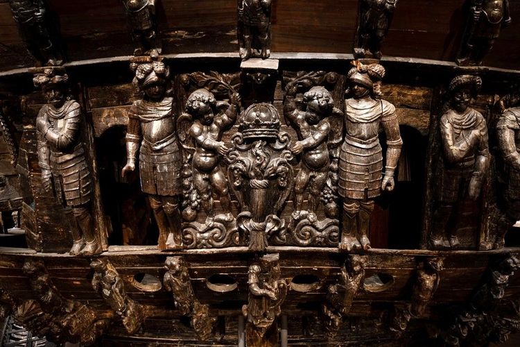 Sculpture sur la proue du navire de guerre Vasa (1626)