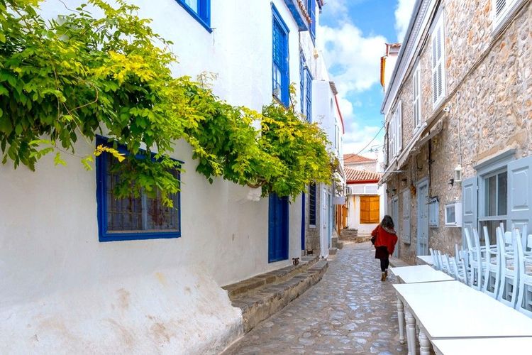 Ruelle typique d'Hydra en Grèce.