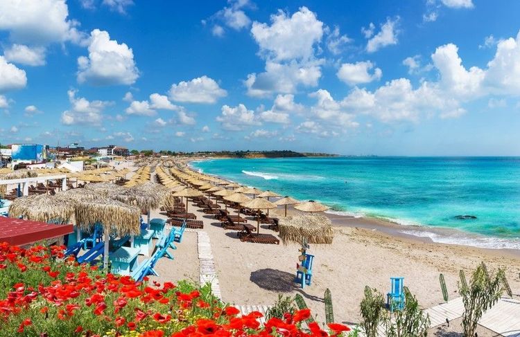 Plage de Vama Veche sur la côte de la mer Noire, Roumanie