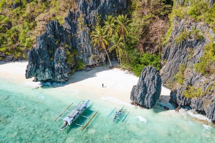 L'île d'Entalula, la baie de Bacuit, El Nido, Palawan, Philippines
