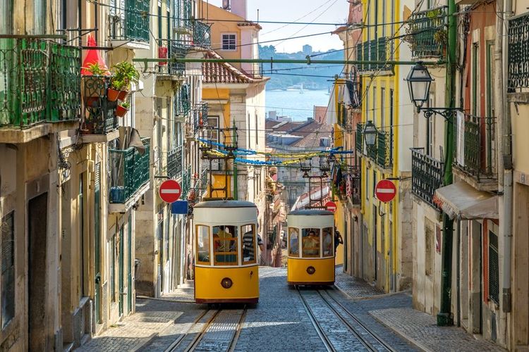 Funiculaire de Gloria, centre-ville de Lisbonne, Portugal