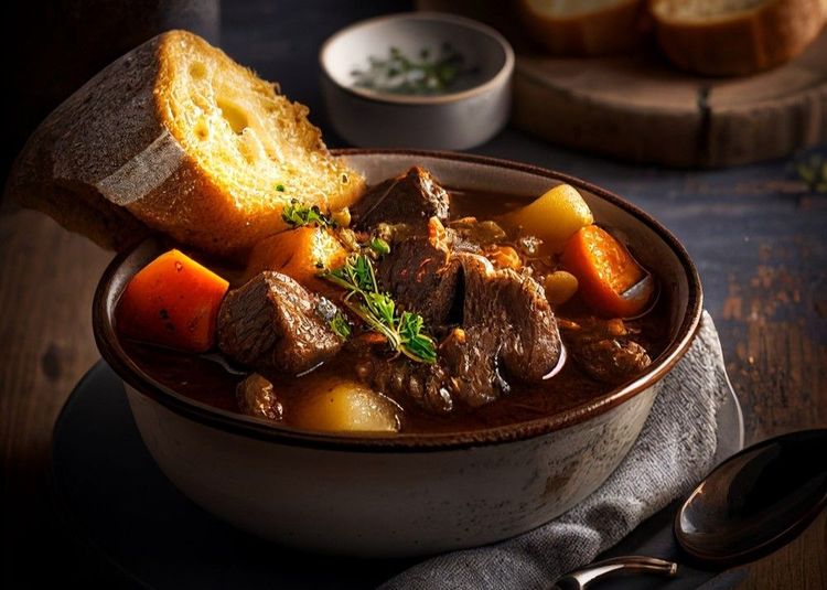 Clair-obscur sur un stifado préparé de manière traditionnelle