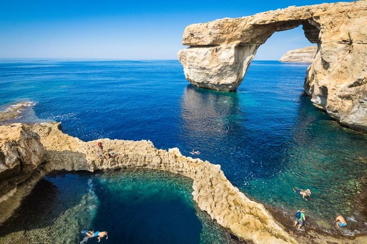 L'Azur window avant l'effondrement à Gozo, Malte