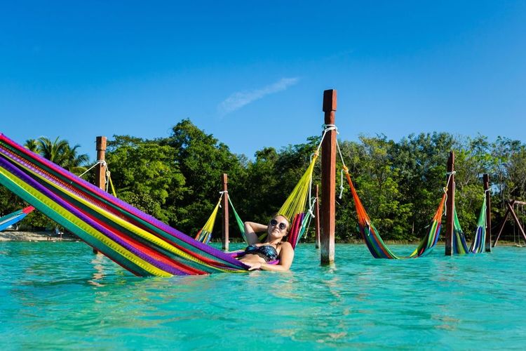 Etre dans un hamac dans l'eau, un des charmes de Cancun