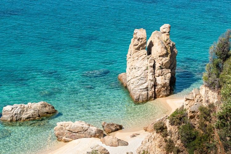 Plage de Trimi, péninsule d'Athos, Halkidiki, Grèce